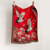 Red Crane and Plum Blossom Pattern Soft Warm Shawl Scarf