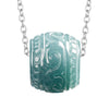Carved Blue Water Jade Barrel Pendant Necklace Titanium Steel Chain