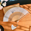 Chinese Style Bamboo Folding Fan with Silk Leaf and Tassel