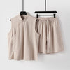 Men's Cotton Linen Vest and Shorts Set, Chinese Style Sleeveless Top