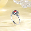 Adjustable Zinc Alloy Lotus Ring with Red Stone
