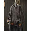 Winter Patchwork Design Long Sleeve Crew Neck Women's Sweater