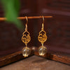 Enamel and Natural Crystal Drop Earrings, Chinese Style