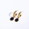 Copper Hoop Earrings with Stone Drop