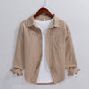 Men's Long Sleeve Linen Shirt Turn-down Collar Cotton Blend Casual Top