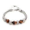 Stainless Steel Tiger Eye and Onyx Bead Bracelet