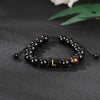 Alphabet Letter Bracelet with Tiger Eye and Black Glass Beads