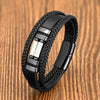 Braided Leather Bracelet with Stone Inlay and Magnetic Clasp