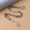 Handmade Natural Stone Beaded Necklace with Pendant