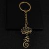 Lotus and Seed Syllable Necklace or Keychain in Stainless Steel