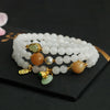 Multi-layer White and Yellow Jade Bracelet with Gourd Charm