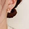 Rotatable Four-Leaf Flower Cat's Eye Stud Earrings