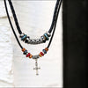 Anchor Pendant Necklace, Braided Cord with Beads