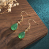Cyan Jade Luck Drop Earrings, Vintage Style Gemstone Dangles
