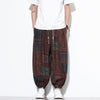 Men's Cotton Harem Pants Summer Boho Drawstring Geometric Cropped Trousers