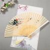 Bamboo Folding Fan with Crane and Cloud Print, 22cm