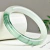 Tianshan Jade Bangle Bracelet, Green and White Ice Jade Style