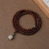 108 Bead Red Sandalwood Mala Bracelet with Jade Pendant
