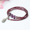 Garnet Triple Wrap Bracelet with Charm, Handmade