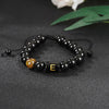 Alphabet Letter Bracelet with Tiger Eye and Black Glass Beads
