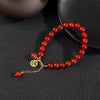 Red Agate Bracelet with Jade and Enamel Charm