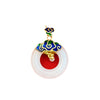 Imitation Jade Peace Buckle Necklace with Enamel Lotus or Butterfly