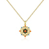 Dunhuang Lotus Pendant Necklace, 925 Sterling Silver with Colorful Zircon