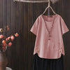 Women's Cotton Linen T-Shirt with Side Slit and Pocket