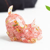 Resin Cat Figurine with Crystal Gravel, Desk Decor