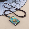 Ebony Wood Pendant Necklace with Buddhist Symbols