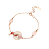 925 Sterling Silver Koi Fish and Peace Buckle Bracelet with Pink Chalcedony
