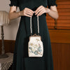 Embroidered Floral Pearl Chain Clutch Bag