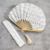 Hollow Flower Embroidery Cotton Folding Fan with Tassel