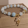 Aquamarine Pink Crystal Zircon Butterfly Charm Bracelet