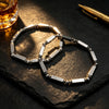 Hematite Geometric Bracelet, Silver and Black Tone