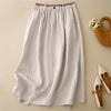 Cotton Linen A-Line Skirt with Side Slit and Pockets