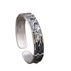 S999 Silver Dragon Bangle with Red Stone, Handmade Men's Cuff