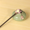 Floral Wood Hairpin with Tassel, Traditional Chinese Style