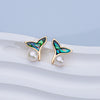 Abalone Shell Pearl Animal Stud Earrings S925 Silver