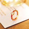 Adjustable Red String Gourd Ring with Clear Stones