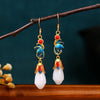 FengShui White Jade Luck Drop Earrings