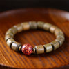 Natural Sandalwood Bead Bracelet with Lacquer Accent