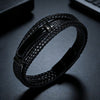 Tiger Eye Power Magnetic Buckle Multilayered Leather Bracelet