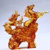 Liuli Glass Dragon Horse Sculpture, Home Office Decor