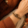 Natural Stone Adjustable Cuff Bracelet with Geometric Design
