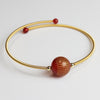 Gold-Tone Wire Wrapped Gemstone Bead Bangle Bracelet