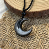 Natural Silver Sheen Obsidian Crescent Moon Pendant Necklace
