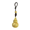 Gold-tone Chinese zodiac money bag keychain with pixiu bead