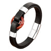 Stone Ring Leather Bracelet with Magnetic Clasp