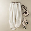Cotton Linen Harem Pants Women Elastic Waist Loose Fit